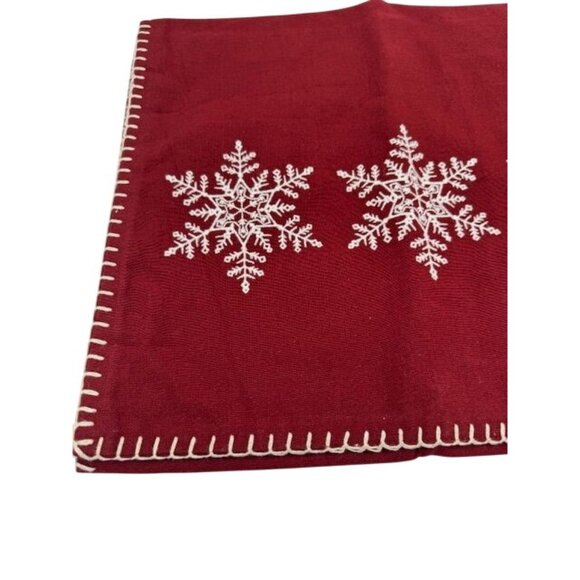 Snowflake Red Table Runner 14"W X 36"L by Home Collections by Raghu - Picture 4 of 5